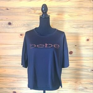 Bebe Ladies Black Short Sleeved Athletic Shirt 1X